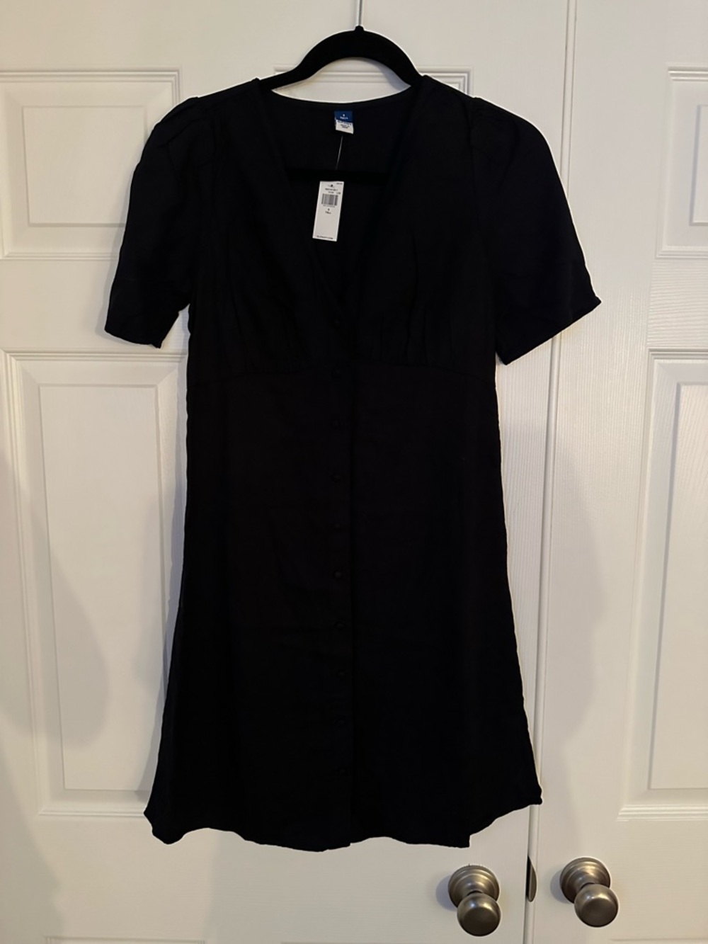 Old Navy Black Short-Sleeve Button Up Mini Dress - NWT  - Size Small Tsll